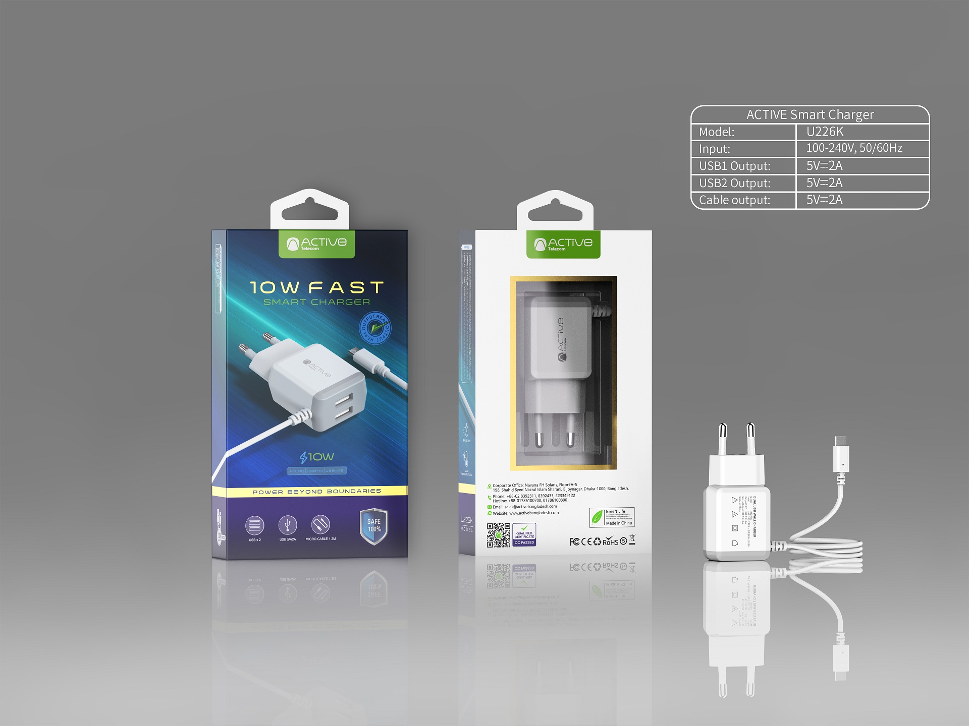 ACTIVE DUAL USB WALL CHARGER