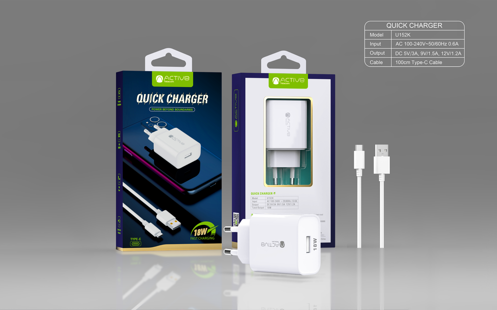 ACTIVE 18W QUICK CHAREGR (Micro Cable)